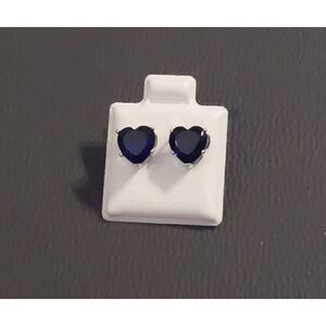 Gorgeous 3 Carat Heart Cut Lab Created Blue Sapphire Stud Earrings~.925 SS